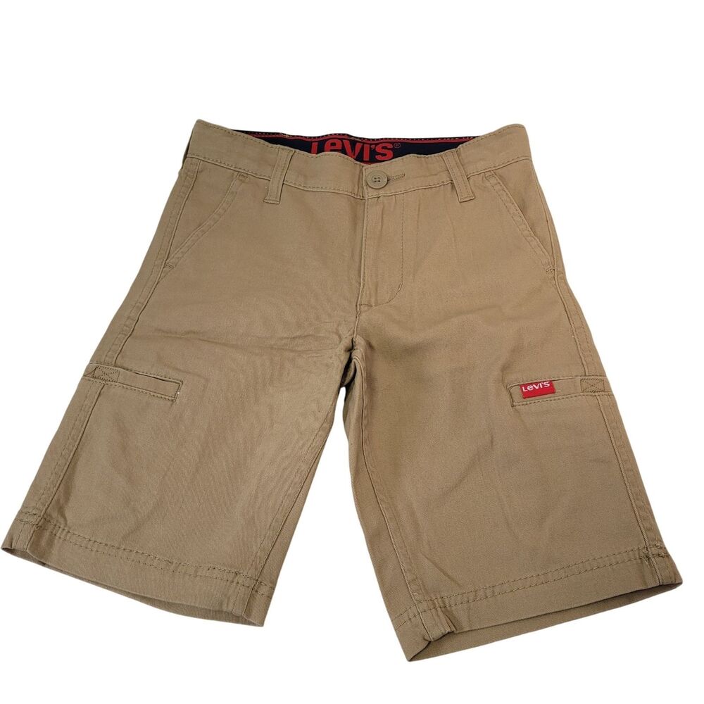Levi's Youth Boy's Cargo Shorts Adjustable Waistband Flex Stretch Khaki Size 8